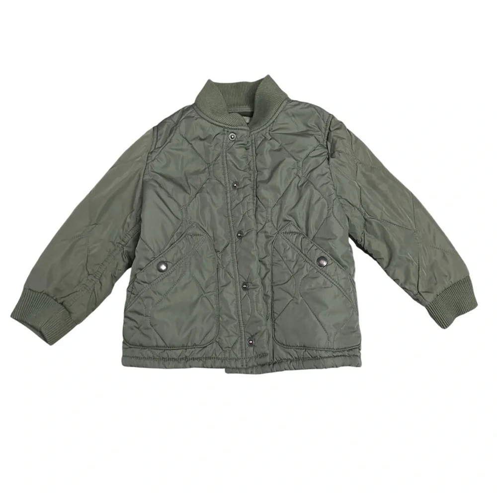 GAP Kids Green Quilted Puffer Fleece lined Jacket